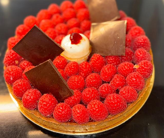 Tarte aux framboises artisanale